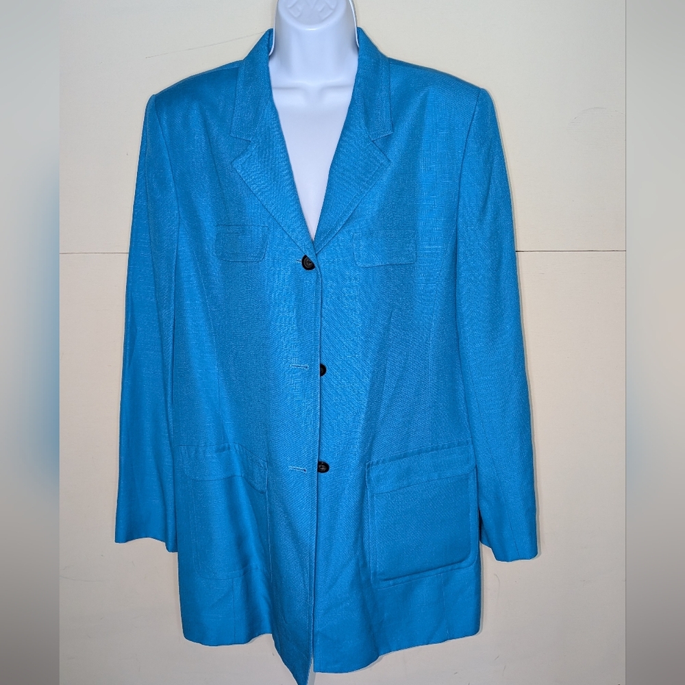 NWT Ellen Tracy Company Long Blazer Jacket in Aquamarine